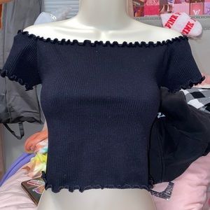 black off the shoulder crop top